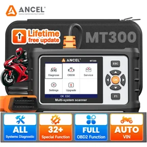 ANCEL MT300 Motorcycle Scanner for BMW, Full System Diagnostic Tool OBD2 Scanner Code Reader with 32 Resets, ABS/ETC/Oil/Throttle Maintenance, Lifetime Free Update