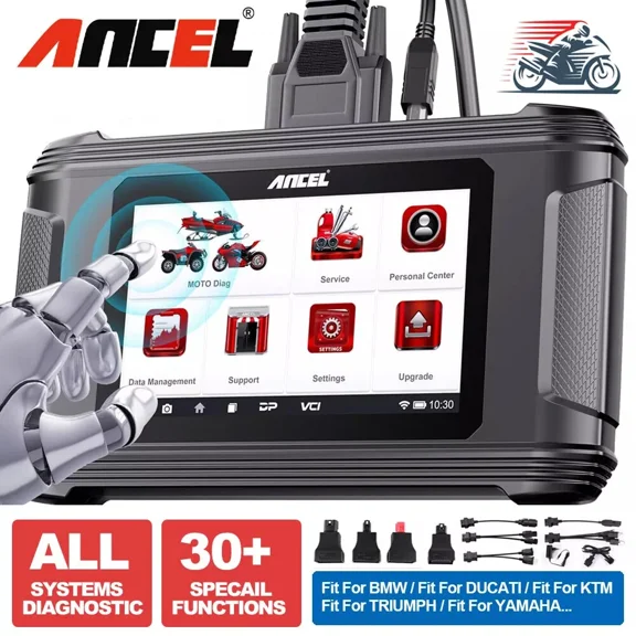 ANCEL MT500 Motorcycle Diagnostic Scan Tool, OBD2 Scanner, Motorbike Code Reader with 30+Reset ABS Bleed Oil Light Service