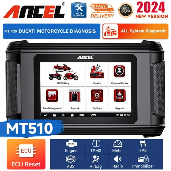 ANCEL MT510 Motorcycle Diagnostic Scan Tool Fits for DUCATI All System Scanner OBD2 Code Reader Oil Reset ABS Bleeding Motorbike Scanner with 5inch Touchscreen,1 Year Free Update,Auto VIN
