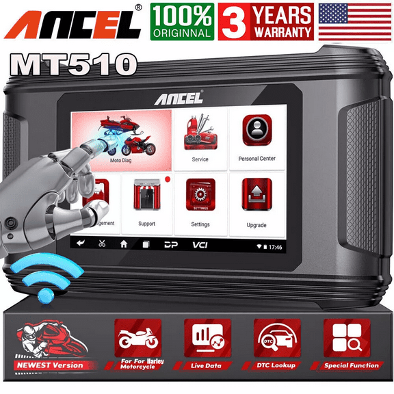 ANCEL MT510 Motorcycle Diagnostic Tool Fits for Harley Full System Diagnosis Motorcycle Scanner Code Reader