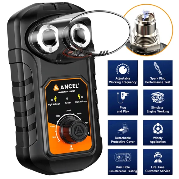 ANCEL Newest Spark Plug Tester Dual Hole Diagnostic Gasoline Car Ignition Analyzer Auto Diagnostic Scanner for Car Ignition System