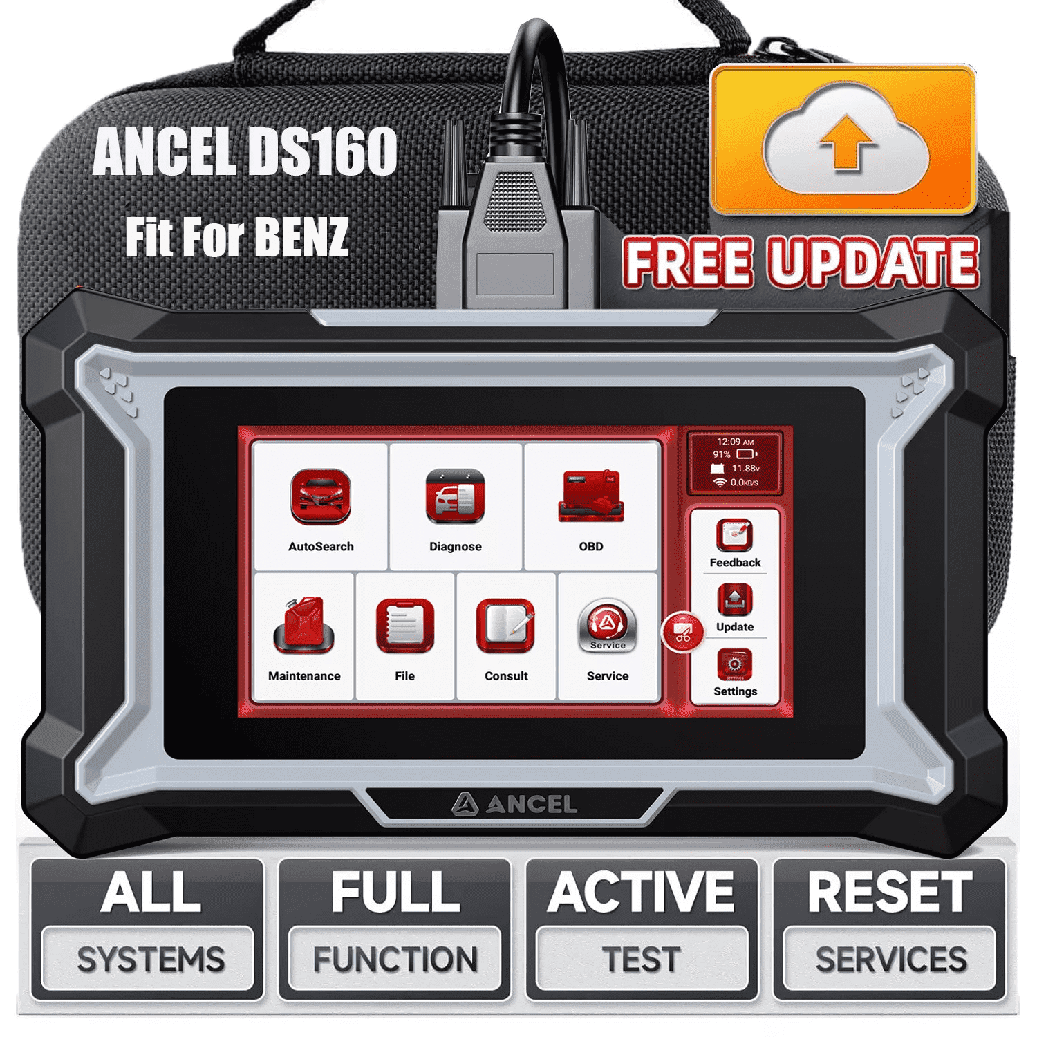 ANCEL OBD2 Scanner Bidirectional Car All System 30+ Resets Diagnostic Scanner Tool Free WiFi Updates, Fit For Benz