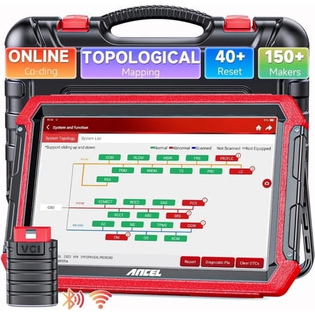 ANCEL OBD2 Scanner Bidirectional Diagnostic Scan Tool, All System Diagnostic Tool Automotive Diagnostic Scanner with Topology Mapping, 40+ Services, ECU Co-ding, FCA Autoauth, 2 Years Free Update