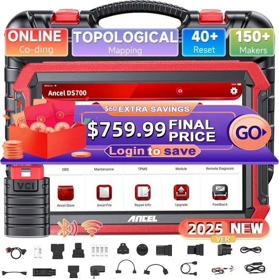 ANCEL OBD2 Scanner Bidirectional Diagnostic Scan Tool, All System Diagnostic Tool Automotive Diagnostic Scanner with Topology Mapping, 40+ Services, ECU Co-ding, FCA Autoauth, 2 Years Free Update