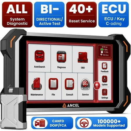 ANCEL OBD2 Scanner DS600 BT Bidirectional Diagnostic Tool with 34+ Reset Service, Key Co-ding, BMS SAS TPMS Oil Reset, FCA SGW AutoAuth VAG Guide CANFD&DOIP, Lifetime Free Update