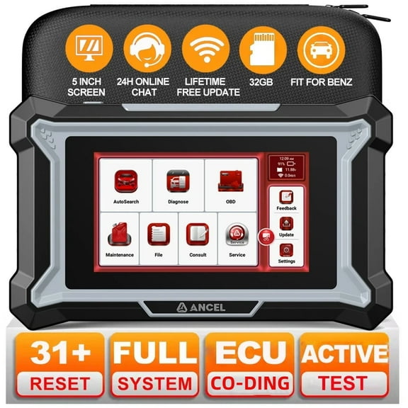 ANCEL OBD2 Scanner Diagnostic Tool for Benz Maybach, Full System Bidirectional Scan Tool with 30+ Resets, ABS Bleeding, Gearbox Learn, Battery Match, SAS, Oil Reset, AutoVin, Lifetime Free Update