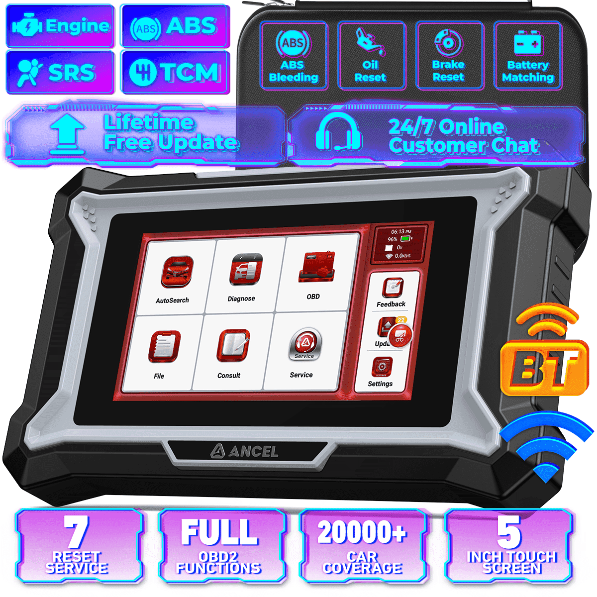 Walmart Coupons of ANCEL Car Diagnostic Scan Tool, Engine ABS SRS Transmission Diagnostic Scanner, OBD2 Scanner Code Reader with 7 Resets, ABS Bleeding, BMS SAS Oil Reset, Lifetime Free Update, Online Customer Service