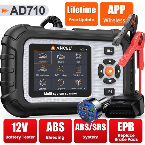 Open Box ANCEL OBD2 Scanner+Gift: 6-in-1 Car Charger No Wireless Function