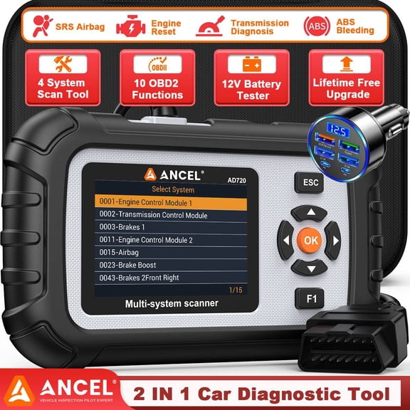 Open Box ANCEL OBD2 Scanner+Gift: 6-in-1 Car Charger