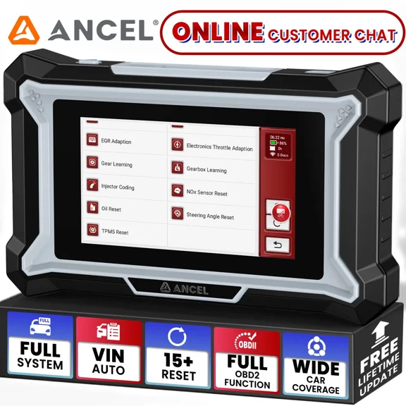 ANCEL OBD2 Scanner All System Diagnostic Tool for ABS SRS Transmission Diagnostic, 15+ Resets Car Code Reader, ABS/EPB/SAS/SRS/Oil Reset, AutoVIN, 24h Online Customer Chat, Lifetime Free Update