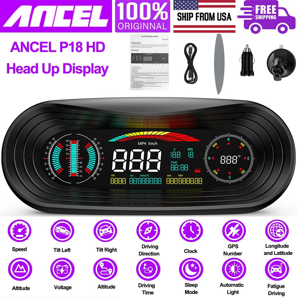 ANCEL P18 Car Head Up Display, GPS Auto Tracker 4x4 Digital ...
