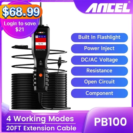ANCEL Automotive Circuit Tester Kit, Vehicles Diagnostic Test Tool Car Digital Volt Electrical Power AC/DC Voltage Diode Current Resistance Detector 12V 24V Electrical Power Scan Tool