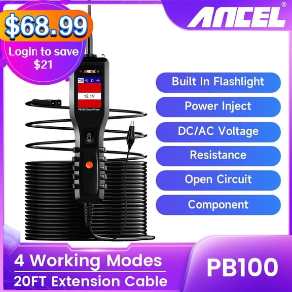 ANCEL Automotive Circuit Tester Kit, Vehicles Diagnostic Test Tool Car Digital Volt Electrical Power AC/DC Voltage Diode Current Resistance Detector 12V 24V Electrical Power Scan Tool
