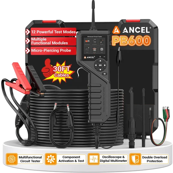 ANCEL PB600 Car Electric Circuit Probe Tester Kit Relay Fuel Injector Tester&Battery Tester Activating Component, 15+ Diagnostic Car Services for Automotive System