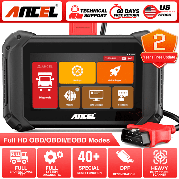 ANCEL V5 HD Heavy Duty Truck Scanner, Bidirectional Diesel Diagnostic Scan Tool, 40+ Resets Full System Car Diagnostic Tool ABS SRS DPF Regen for Truck & Commercial Vehicle