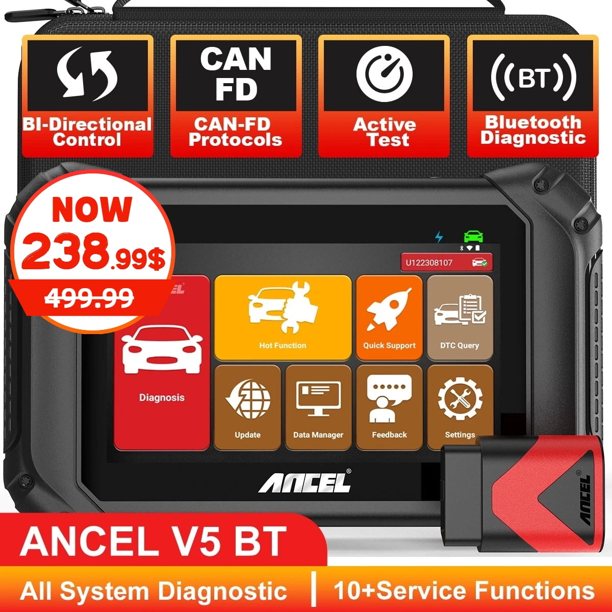 ANCEL V5BT Bidirectional Test OBD2 Scanner Automotive Scanner All ...