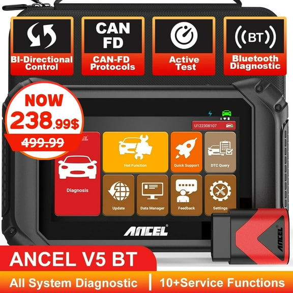 ANCEL V5BT Bidirectional Test OBD2 Scanner Automotive Scanner All System ABS Oil TPMS SAS BMS Resets Vehicle Diagnostic Scan Tool
