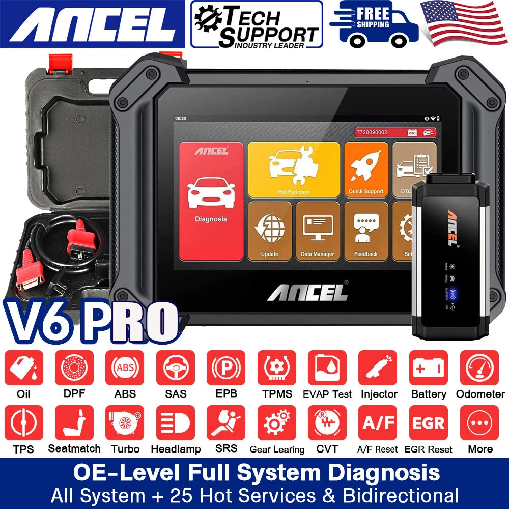 ANCEL V6 PRO Advanced Car Bi-directional Control Active Test Tool OBD2 Scanner for All Systems 25+ Reset Functions Automotive Diagnostic Scanner Car Code Reader Car Scanner EOBD OBD Scan Tool