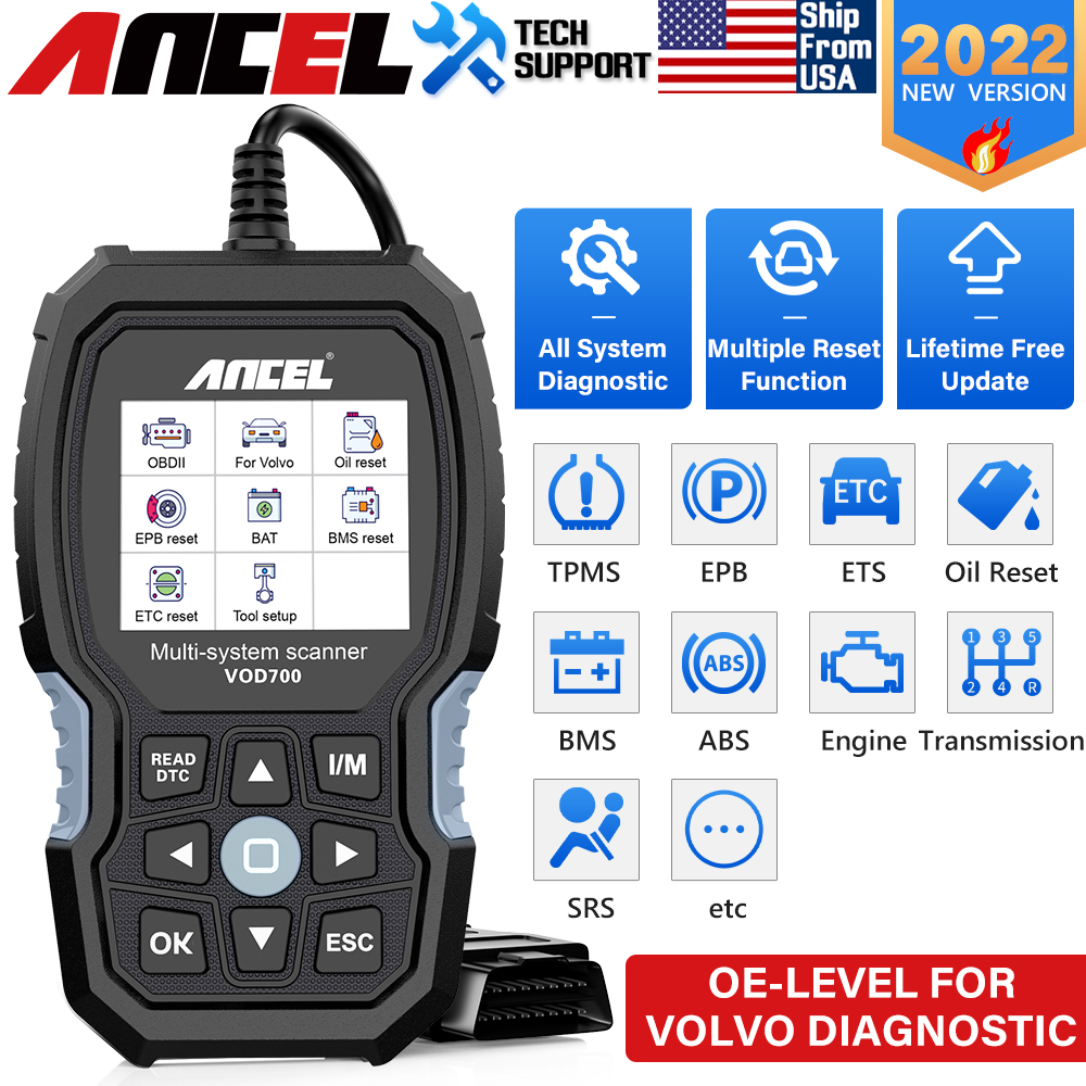 ANCEL VOD700 OBD2 Scanner for Volvo Vehicles Scan Full Systems Oil BMS