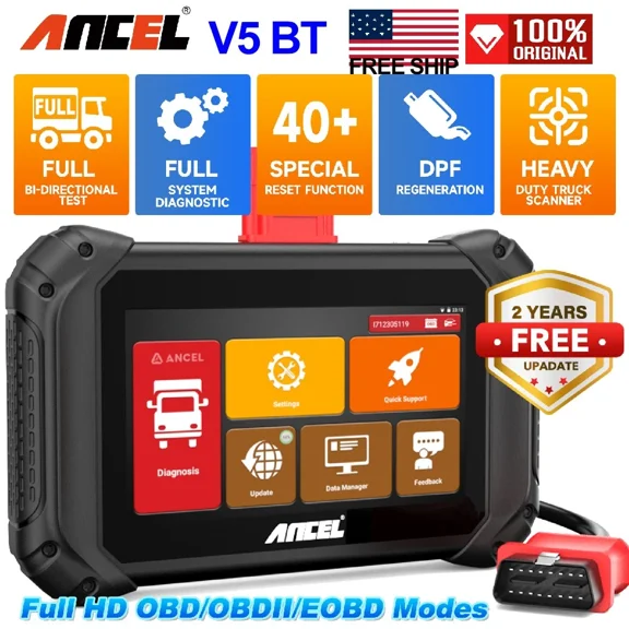 ANCEL Wireless Bluetooth OBD2 Scanner, Automotive Bi-Directional Diagnostic Scan Tool with All Systems Reset Services, Active Test, CAN-FD, EOBD OBD Car Code Reader 12V Car Scanner Tablet