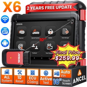 ANCEL X6 Bluetooth OBD2 Scanner Diagnostic Tool, Full System Bidirectional Scan Tool with 10 Resets, ABS Bleeding, Oil/EPB/BMS/TPMS/D-P-F Reset, Throttle Adaptation, 2 Years Free Update