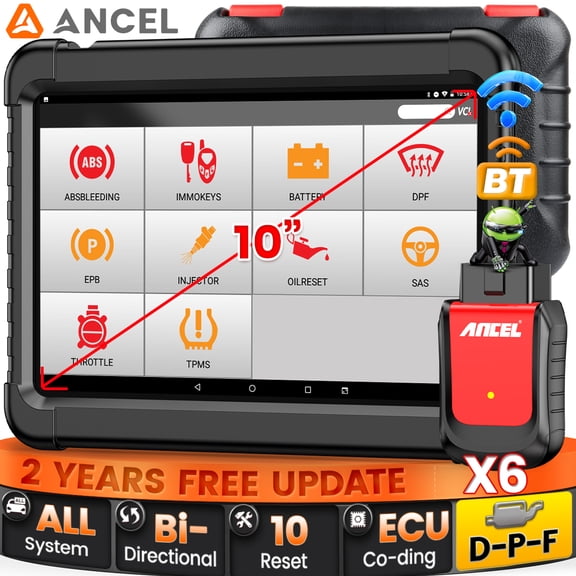 ANCEL X6 Bluetooth OBD2 Scanner Diagnostic Tool, Full System Bidirectional Scan Tool with 10 Resets, ABS Bleeding, Oil/EPB/BMS/TPMS/D-P-F Reset, Throttle Adaptation, 2 Years Free Update