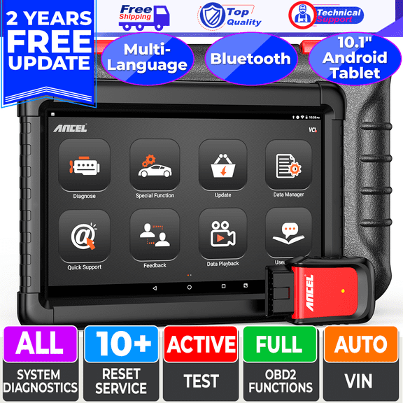 ANCEL X6 OBD2 Scanner Bluetooth Automotive Diagnostic Tool, Bidirectional Scan Tool All System Car Diagnostic Scanner with 10 Reset, Active Test Auto VIN EOBD OBD Car Code Reader, 2 Years Free Update