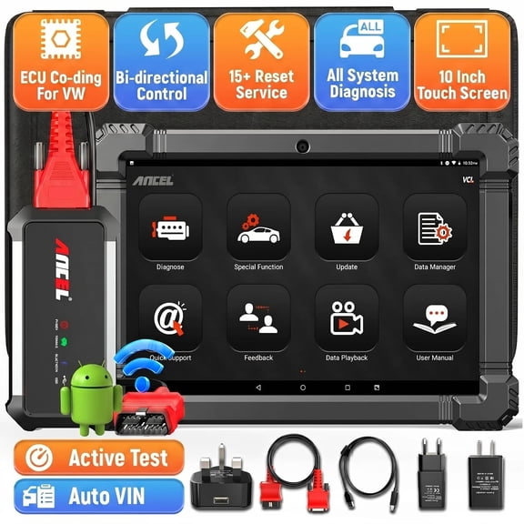 ANCEL X7 OBD2 Scanner Bluetooth Full System Bidirectional Scan Tool Car Code Scanner with 15 Resets, ECU Co-ding for VW Audi, Active Test, ABS Bleeding, TPMS/SAS/EPB/Oil Reset, 2 Years Free Update