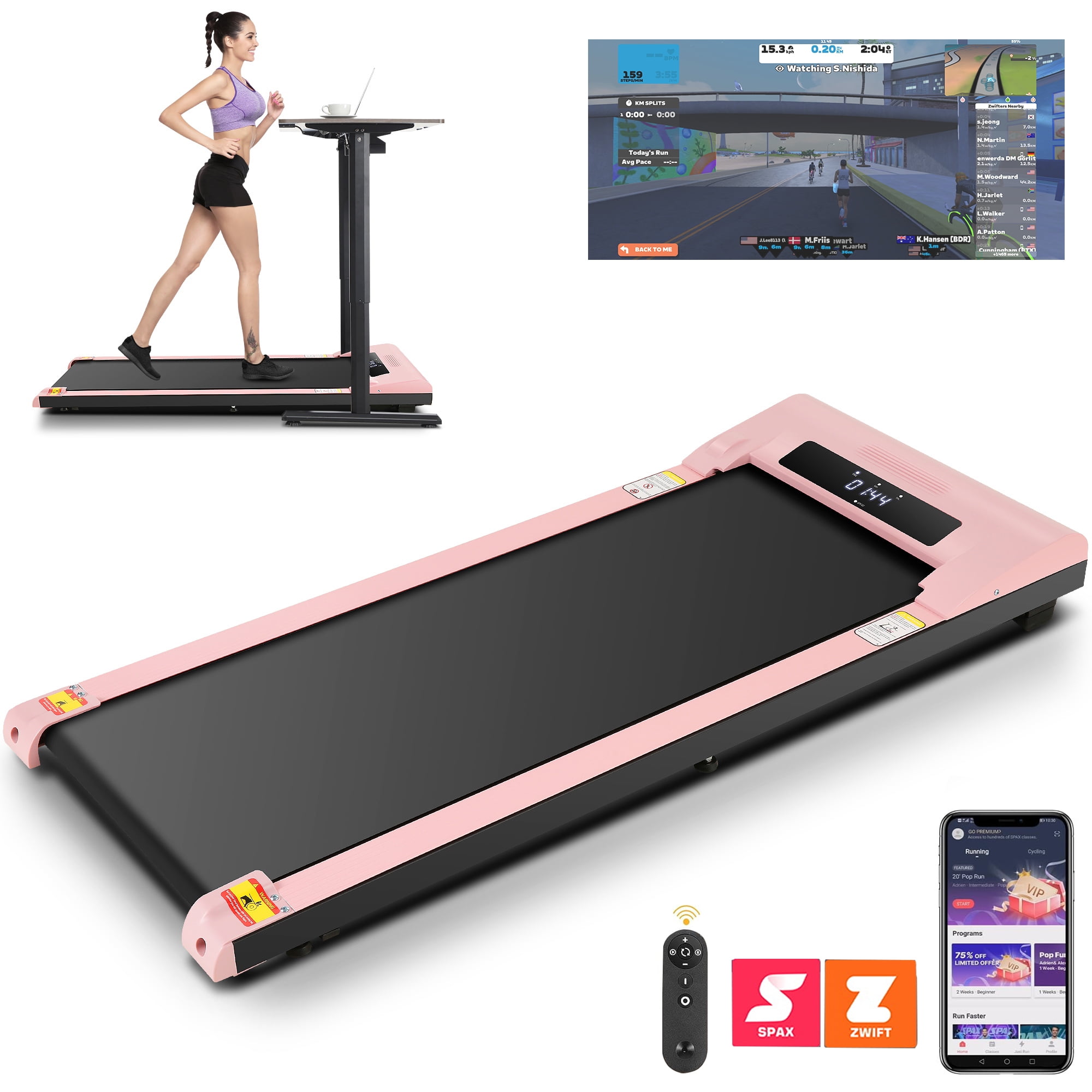 Walking Pad 2.5HP Brushless Motor 300lbs Weight Capacity,Portable Under Desk Treadmill with App Remote Control,Low-Noise Desk Treadmill in LED Display,Installation-Free