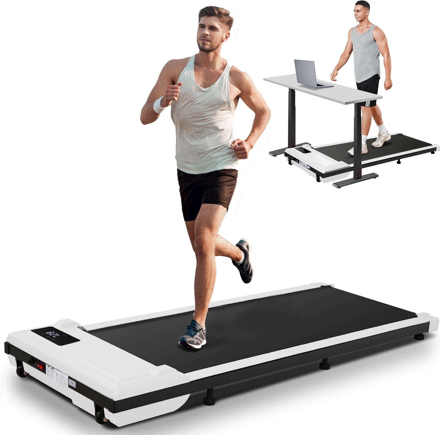 KRISRATE 2.5HP Under Desk Portable Treadmill with Remote Control, LED ...
