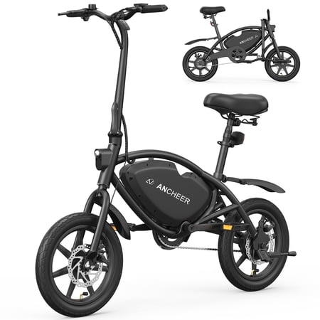 ANCHEER 14" Foldable Electric Bike for Adults, Peak 500W Electric Bicycles, 48V 374Wh City Commuter Cruiser Ebikes, 20MPH Compact Electric Mini Bike for Teens, LED Display, UL 2849