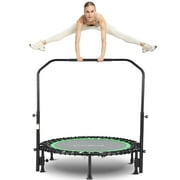 ANCHEER 40" Foldable Mini Trampoline with Bungees, Fitness Trampoline Workout Max Load 450lbs, Adjustable Foam Handle, Indoor Exercise Trampoline, Green