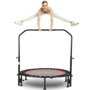 ANCHEER 40" Foldable Mini Trampoline with Bungees, Fitness Trampoline Max Load 450lbs, Adjustable Foam Handle, Indoor Exercise Trampoline