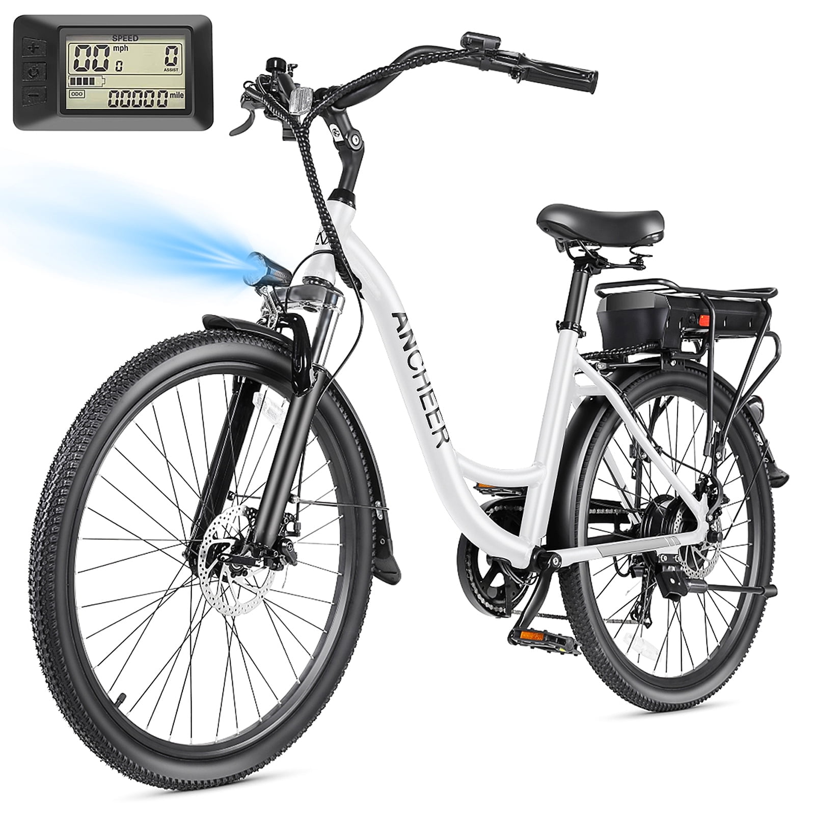 ANCHEER 500W Electric Bike for Adults, 48V EBike, Fast-Charge  Removable Battery, 26