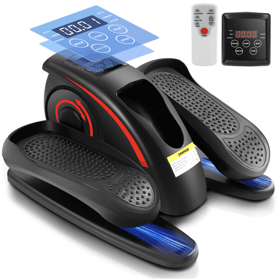 FUNMILY Under Desk Elliptical Machine Electric Seated Pedal Exerciser, Quiet & Compact Mini Elliptical Trainer with LCD Display Monitor and Remote Control, Home Office Leg Exerciser for Seniors,Adult