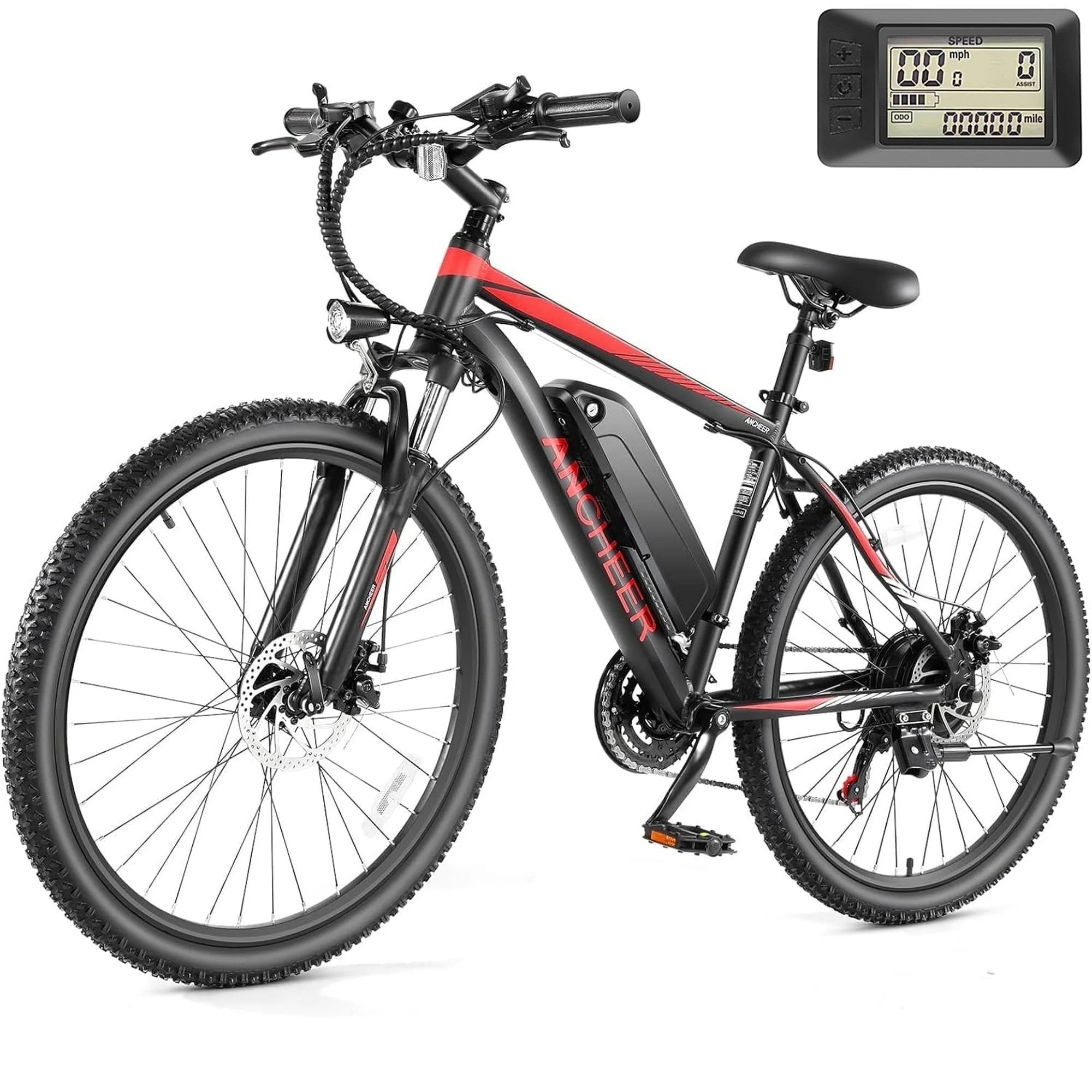 ANCHEER Electric Bike ,26" Electric Bike for Adults Electric Bicycles, 500W Electric Mountain Bike, 48V Commuter Ebike 48V Battery Ebike UL 2849, Lockable Suspension Fork, Shimano 21 Speed