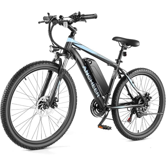 ANCHEER Electric Bike for Adults ,26" 500W Electric Mountain Bike, Commuter Ebike with 48V 7.8Ah Battery UL2849 Certified, Max 19.8Mph,Lockable Suspension Fork, 7-Speed Ebikes