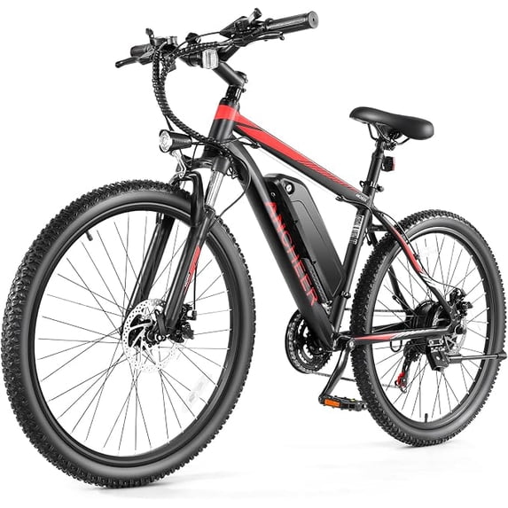 ANCHEER Electric Bike for Adults ,26" 500W Electric Mountain Bike, Commuter Ebike with 48V 7.8Ah Battery UL2849 Certified, Max 19.8Mph,Lockable Suspension Fork, 7-Speed Ebikes