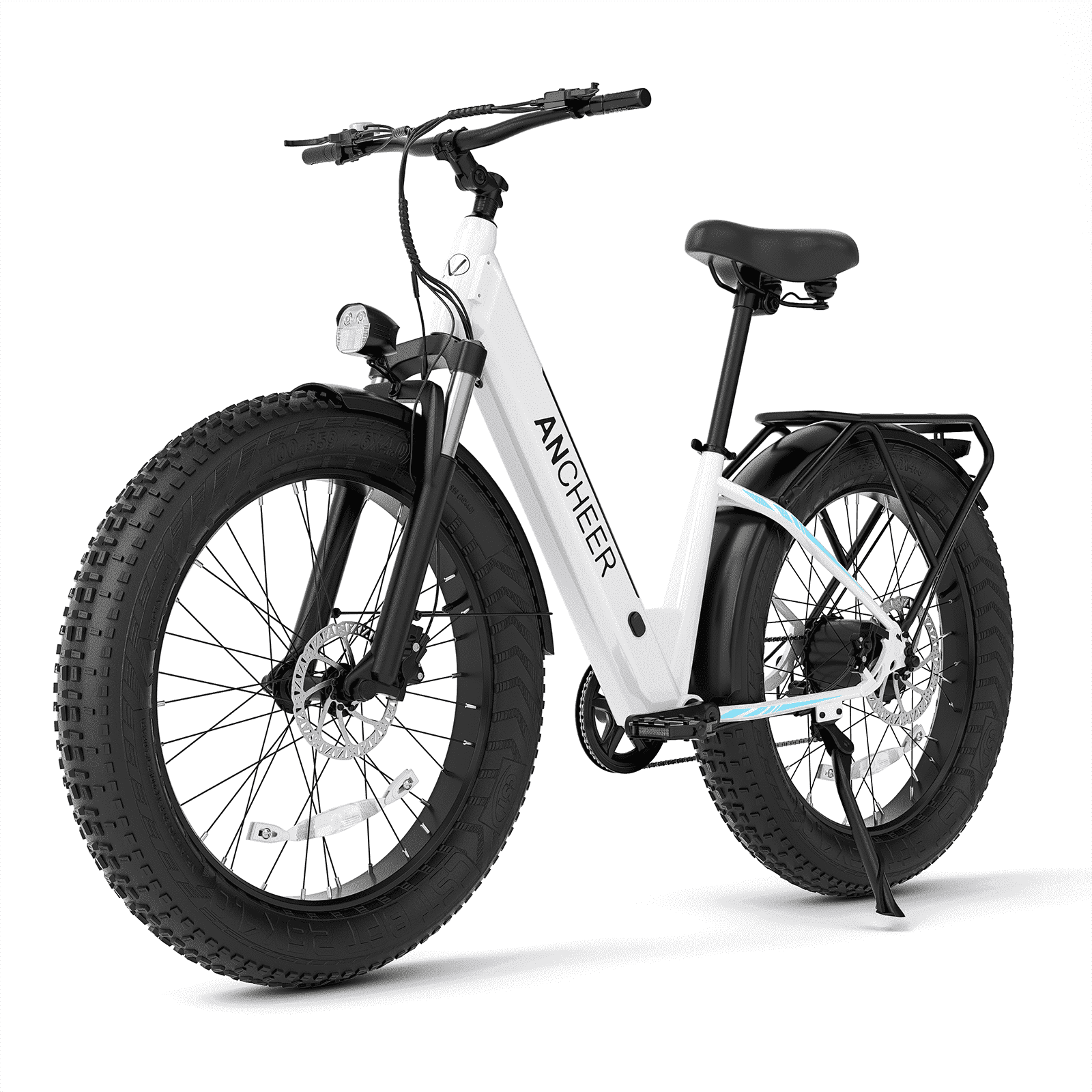 ANCHEER Electric Bike for Adults, 750W Ebike, 28MPH 60Miles Electric Mountain Bike, 26" Fat Tire Electric Bicycle with 48V 15AH Battery, Rear Rack, Lockable Suspension Fork,7 Speed, UL2849