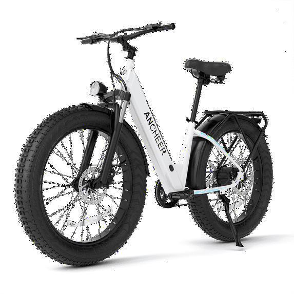 ANCHEER Electric Bike for Adults, 750W Ebike, 28MPH 60Miles Electric Mountain Bike, 26" Fat Tire Electric Bicycle with 48V 15AH Battery, Rear Rack, Lockable Suspension Fork,7 Speed, UL2849