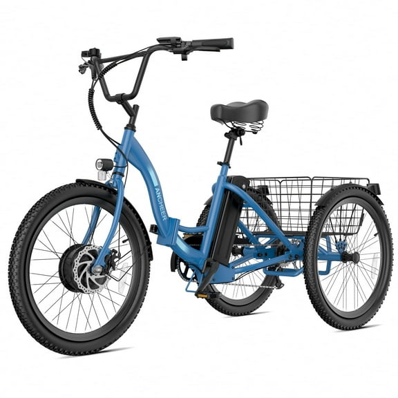 ANCHEER Electric Tricycle for Adults,24" Folding Electric Trike,3 Wheels Electric Bicycle Bikes,350W Step-Thru Etrike with 48V/499Wh Removable Battery,15.5MPH & 55Miles Electric Bike UL2849