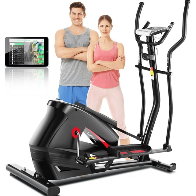 ANCHEER Elliptical Machine For Home – Magnetic Drive, 14 Resistance Levels, Pulse Monitor, LCD Display, 300LBS Capacity