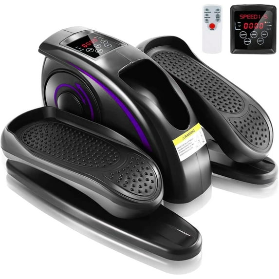 FUNMILY Elliptical Machine Electric Pedal Bike Exerciser Trainer with LCD Monitor Quiet Compact Exercise Under Desk Elliptical for Home Office Use, Purple