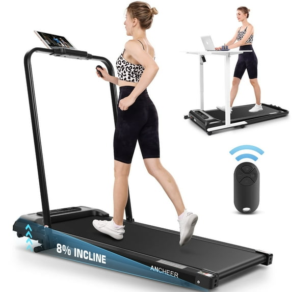 Folding Treadmill with 8% Incline,Walking Pad Treadmill with Handles,Speed Range 0.5~7.5mph,2 in 1 Treadmills for Home/Office 300 Lbs Capacity