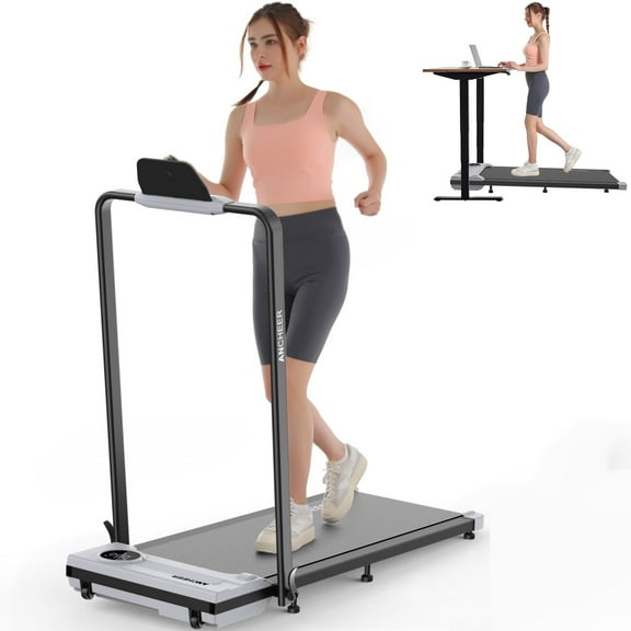 ANCHEER Portable Folding Walking Pad 300lb, 7.5 MPH Under Desk Treadmill with Remote Control & LED Display,2 in 1 Walking Pad Treadmill for Home/Office/Exercise(Gray)