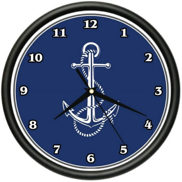 ANCHOR Wall Clock boater boating theme captain yacht first mate gift 