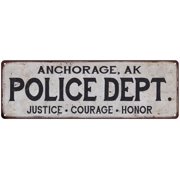 ANCHORAGE, AK POLICE DEPT. Home Decor Metal Sign Gift 6x18 206180012056