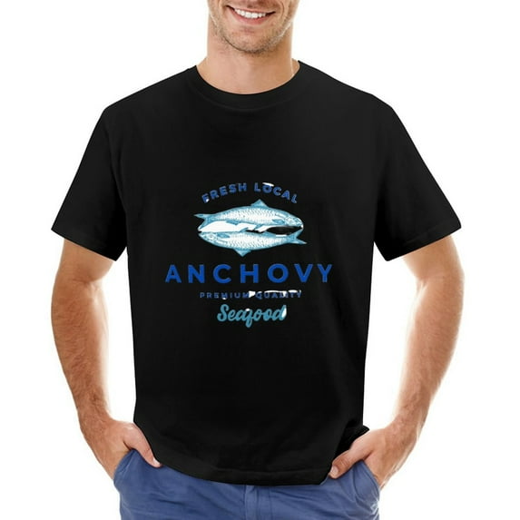 ANCHOVY Men’s Graphic T-shirt Vintage Short Sleeve Sport Tee Black L