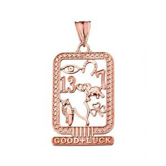 ANCIENT EGYPTIAN GOOD LUCK CARTOUCHE PENDANT NECKLACE IN ROSE GOLD : 14K Pendant with 16" chain