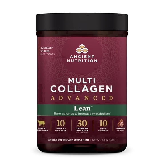 Ancient Nutrition Hydrolyzed Collagen Peptides Lean Protein Powder with Probiotics & Vitamin C, Cinnamon, 25 Servings